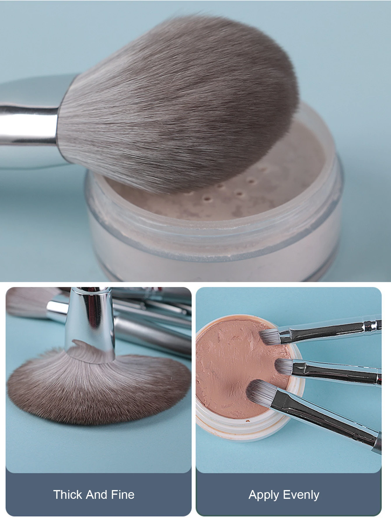 1 Juego de 14 brochas de maquillaje, polvo reparador de ojos para principiantes, sombra correctora de alto brillo, juego completo de brochas de pelo suave, llevar una caja