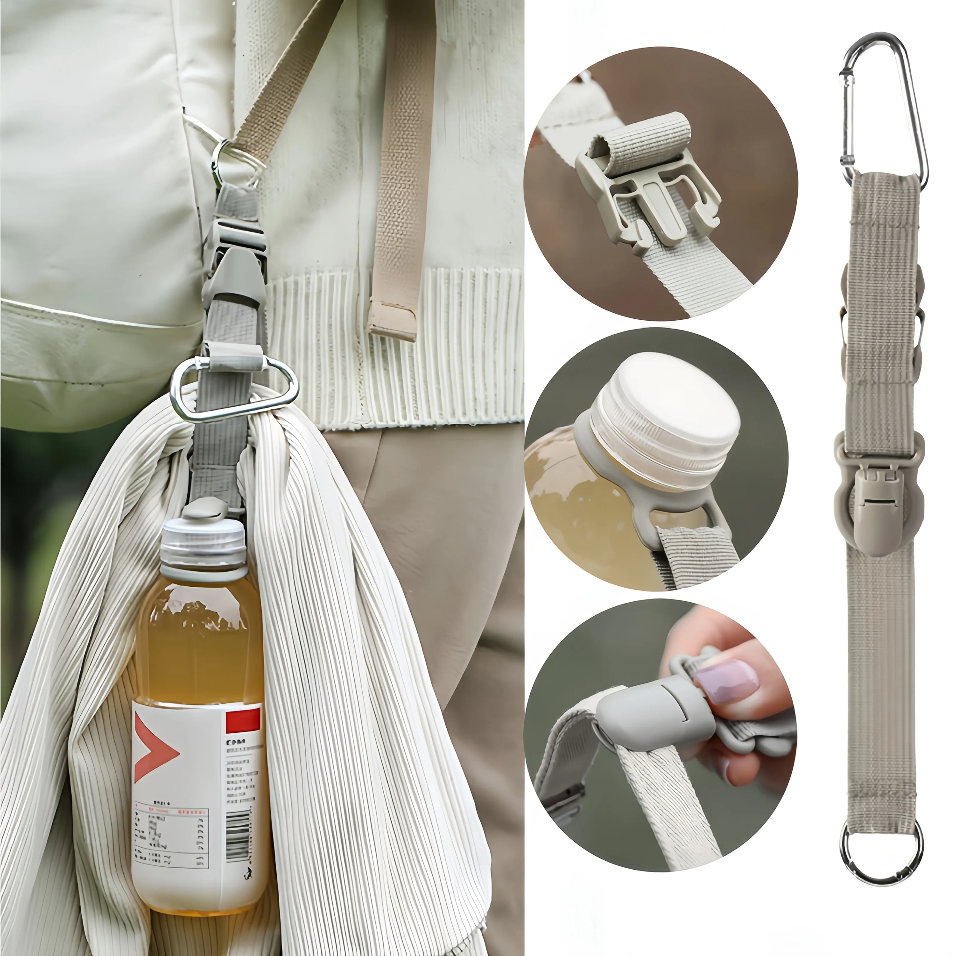 

Multi-Functional Packing Strap with Adjustable Plastic Buckle And Lock,for Securing Water Bottles,And Personal Items on Backpack