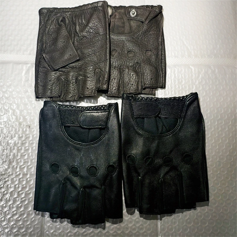 Motorfiets Lederen Vingerloze Handschoenen Fiets Motocross MTB Tactische Werk Rijhandschoenen Mannen Vrouwen Beschermende Uitrusting Moto Apparatuur