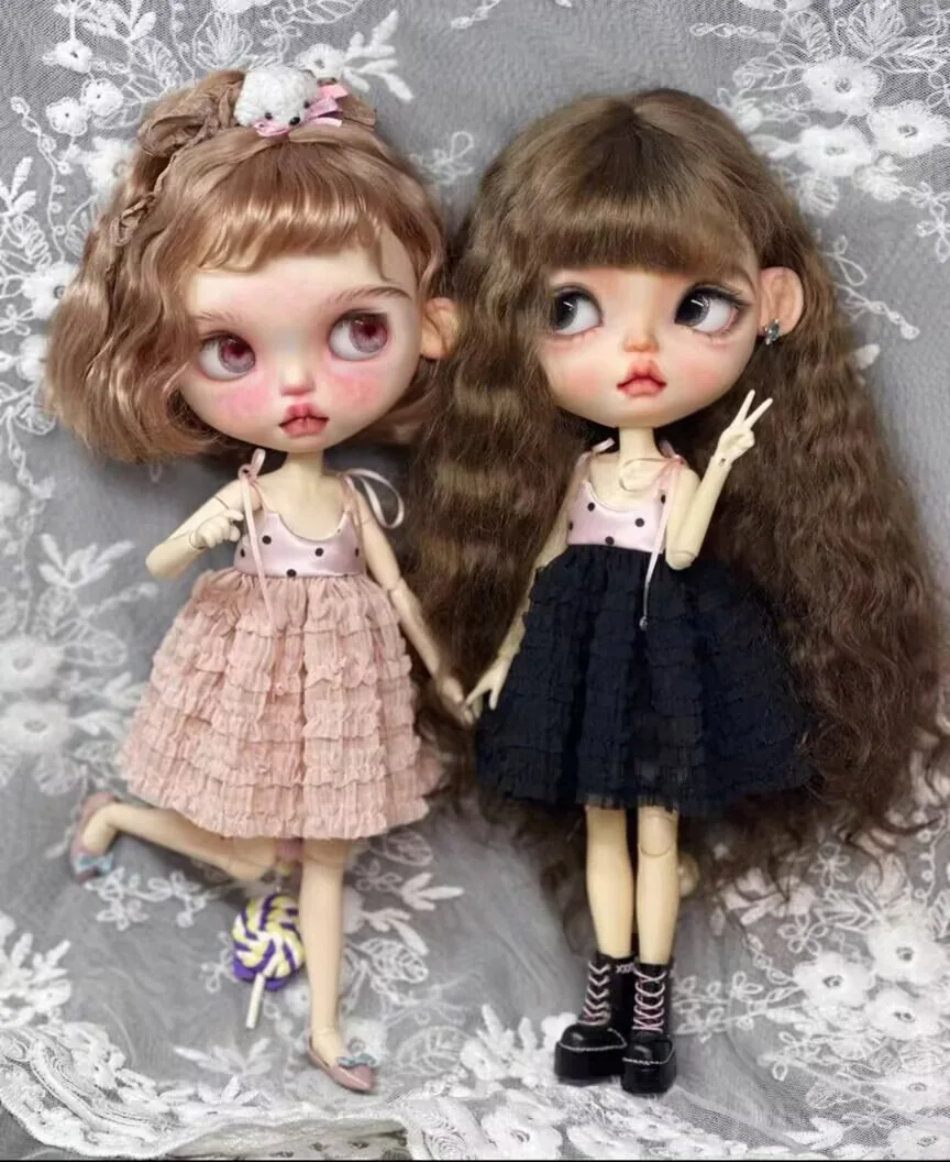 2025 1pcs Kawaii Dot Blythe Cake Dress/ Strapless Dress 1/6 30cm(Fit for  azone,Pullip,Ob22/24/26, Licca)