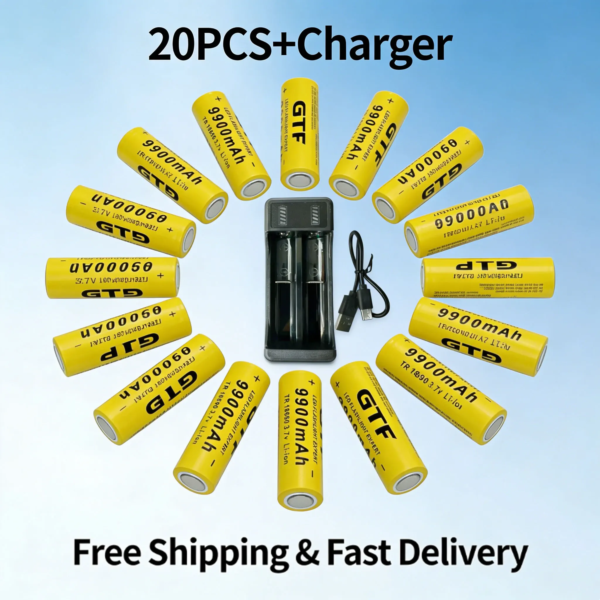 

18650 3.7V 9900mAh Rechargeable Li-ion Battery Best-selling With Charger For Remote Control Computer Shavers