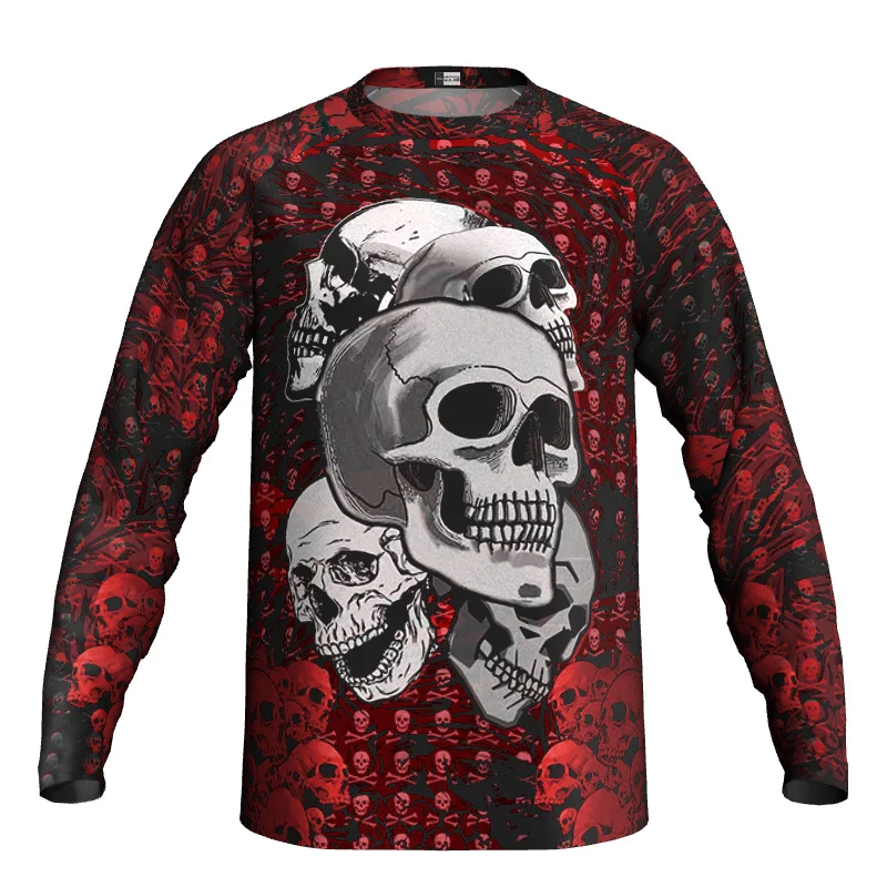 

Long Sleeve Motocross Jersey, Skull Shirt, Bicycle Shirt, MTB Bike, Downhill Wear, Clothes, Road Ride, Mountain Ride Top