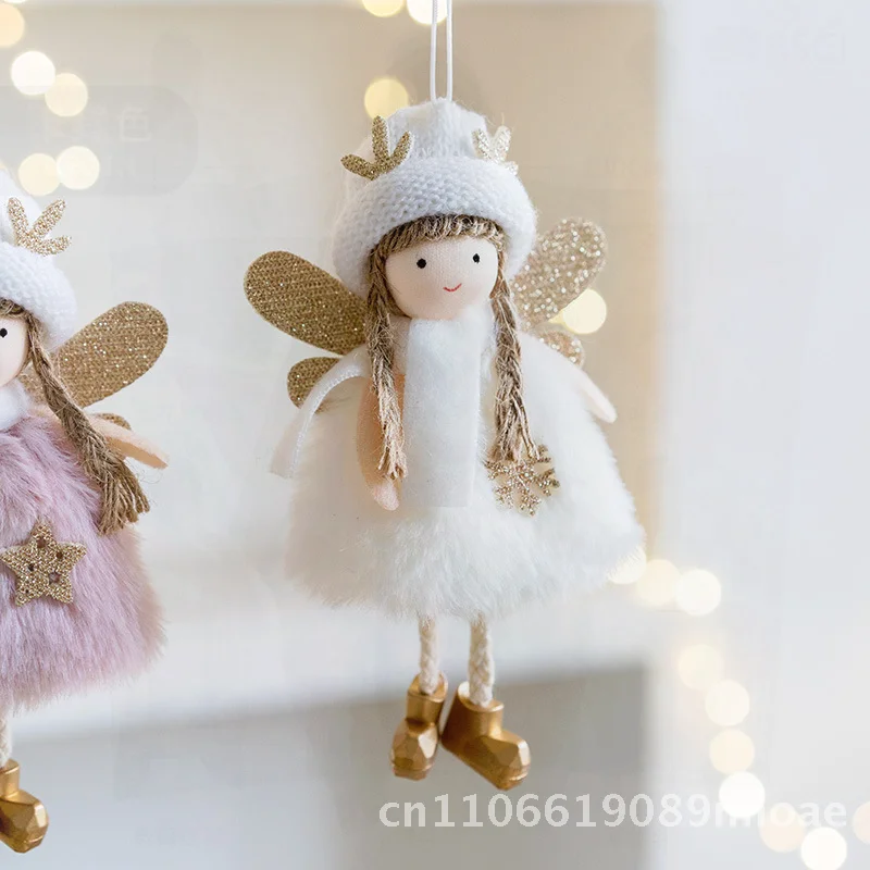 

Рождественская шапка девушки-ангела с рогами и крыльями, небольшой кулон, современный минималистичный дизайн, варианты белого и розового цвета для праздника