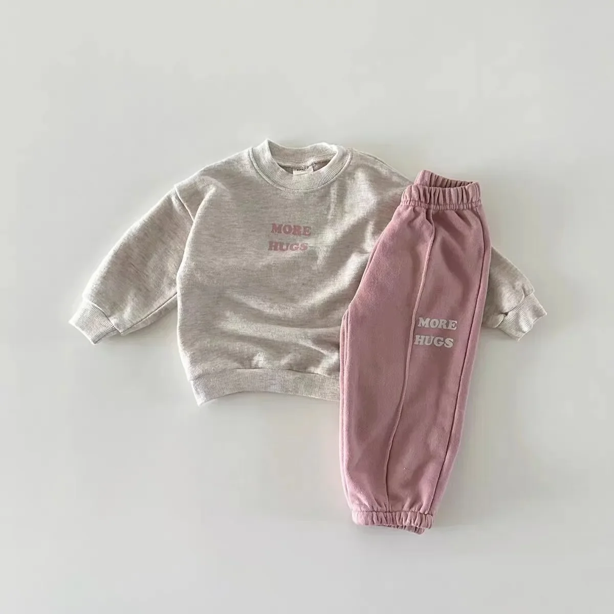 

Quality Cotton Girls Boy Set Spring Autumn Kids Clothes for Children Pullover Sweatshirts+Solid Sports Pants Keep Warm Fashion