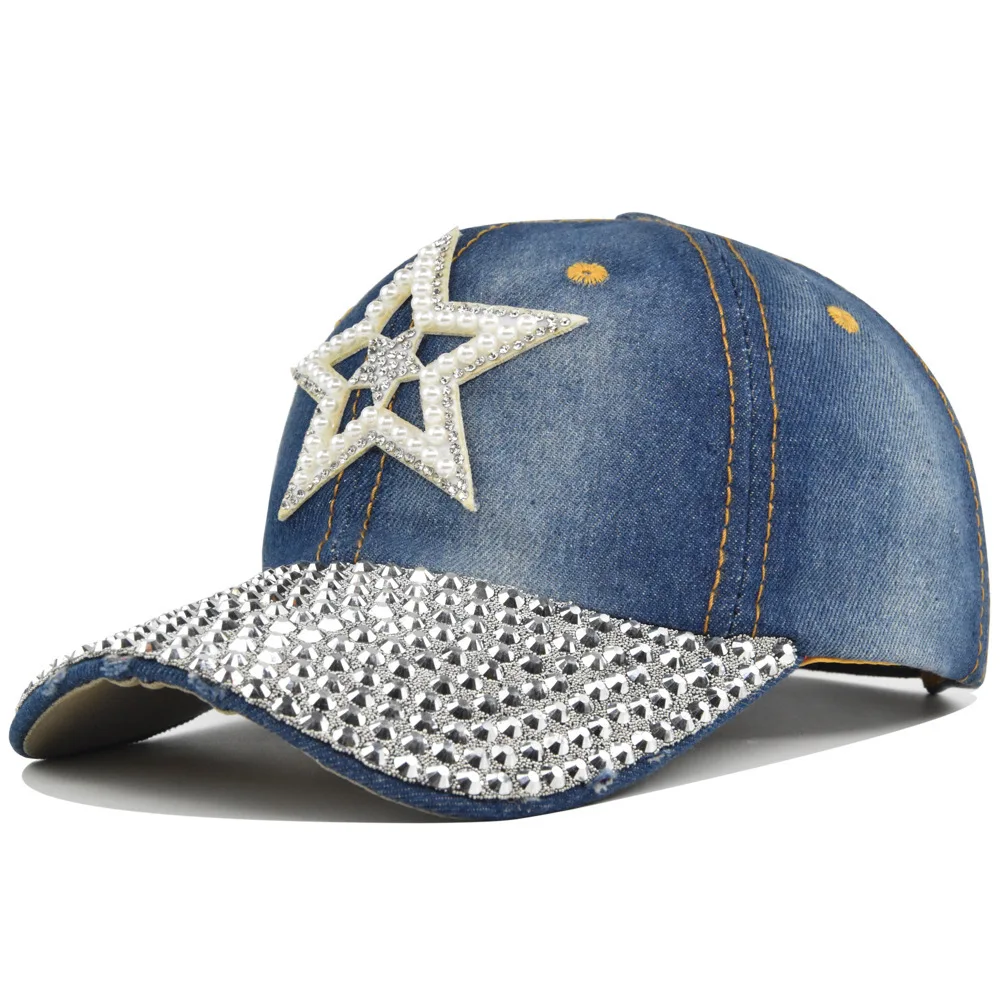 

Vintage Washed Distressed Hats Baseball Five-Pointed Star Denim Dad Hats Cap Pattern Personality Couple Curved Brim Sun Hat