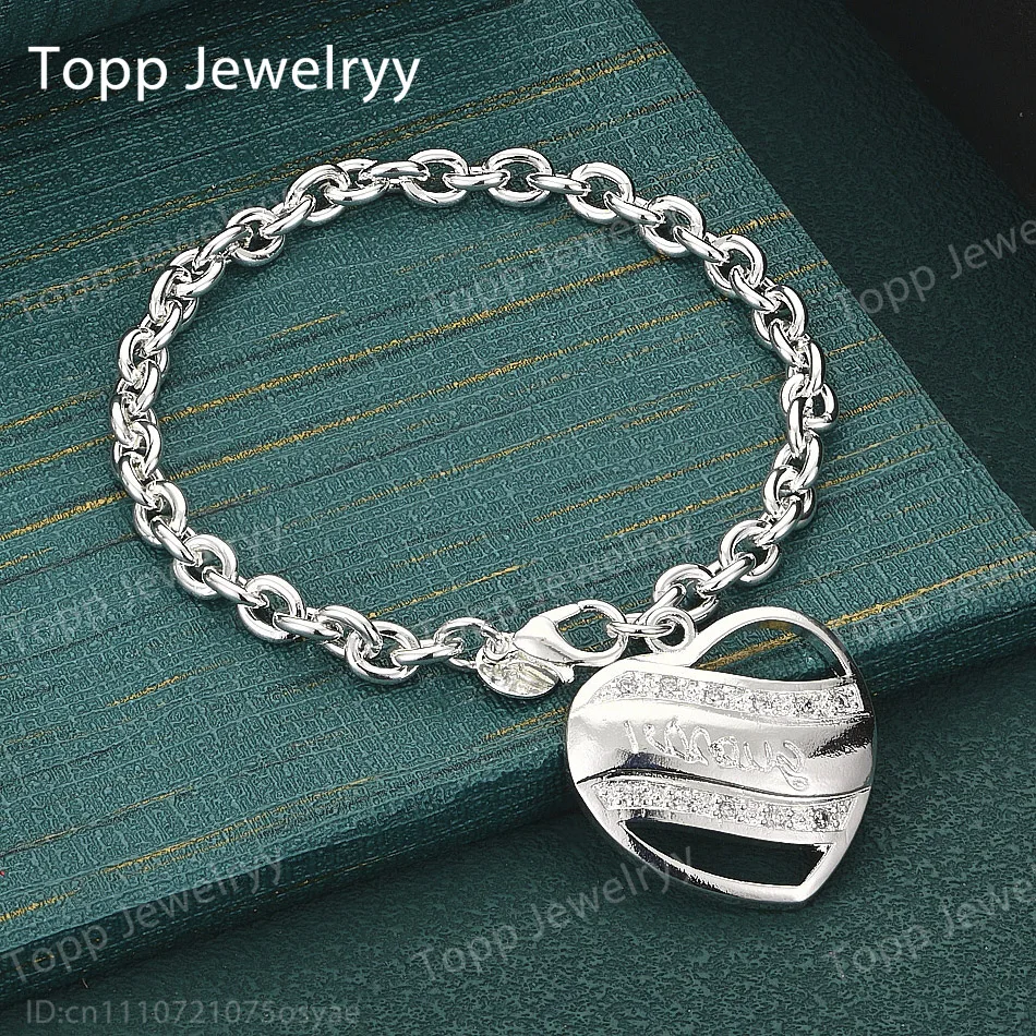 Exquisite 925 Sterling Silver Heart-Pattern Bracelet – Stylish Party Gift & Charming Wedding Jewelry for Women