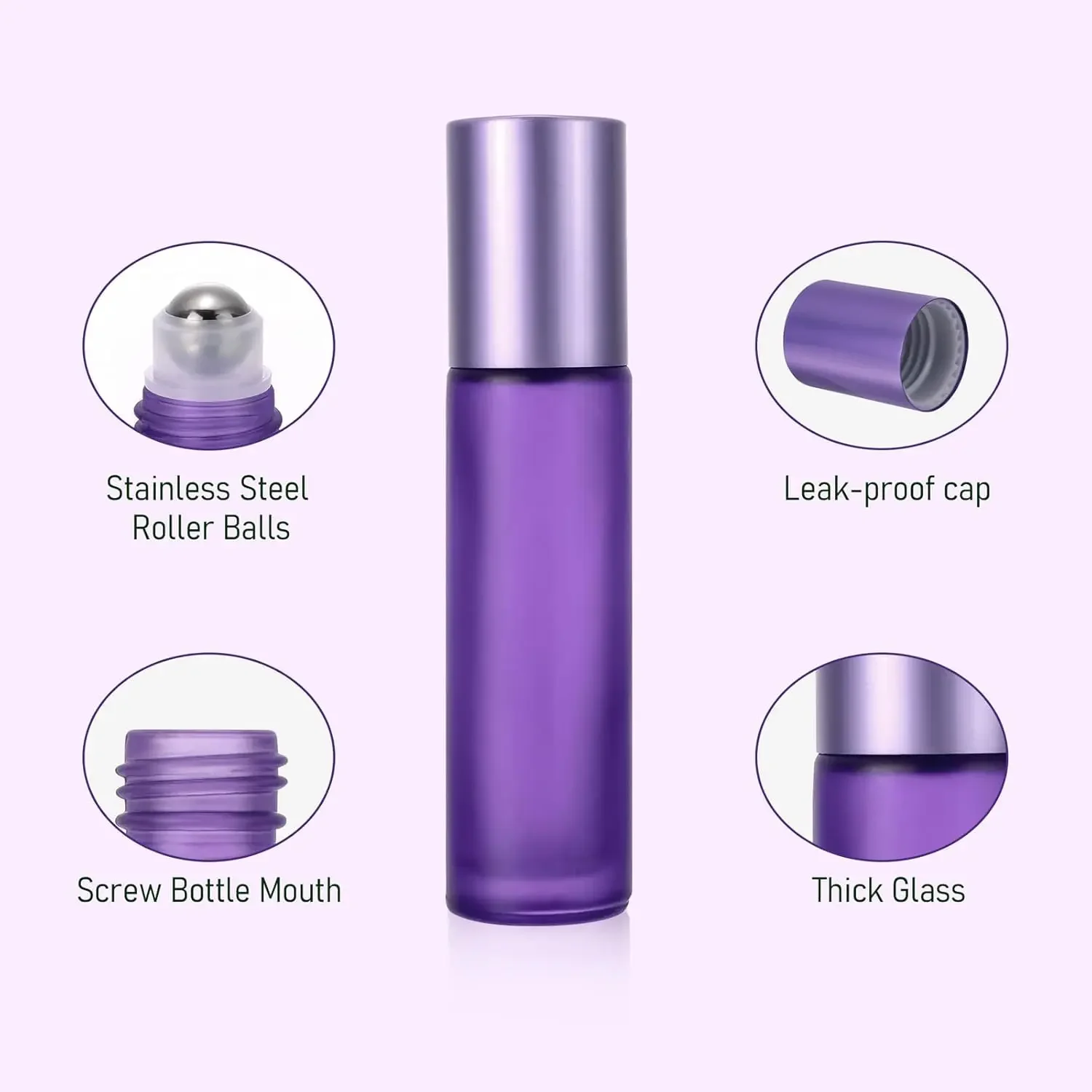 1pcs 5ml10ml Frosted Glass Essential Oil Roller Bottles W/ Opener Funnels Multicolor Travel Refillable Vial Aromatherapy Perfume