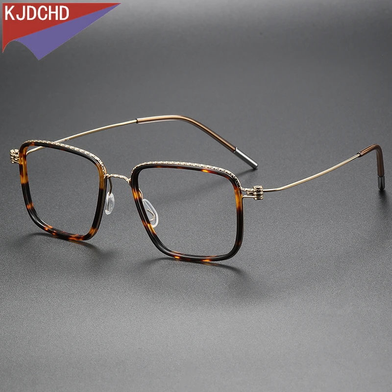 

Acetate Titanium Screwless Eyewear Prescription Eyeglasses Frame Women square Myopia Optical Denmark Korean Glasses Frame Men