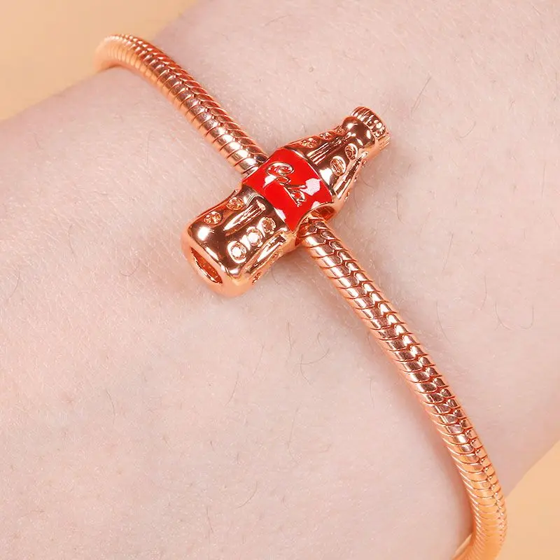 New 925 Sterling Silvering Rose Gold Ice Cream Charm of ley 925 Chain Beaded Fit Original Pandora Bracelet DIY Ladies Jewelry