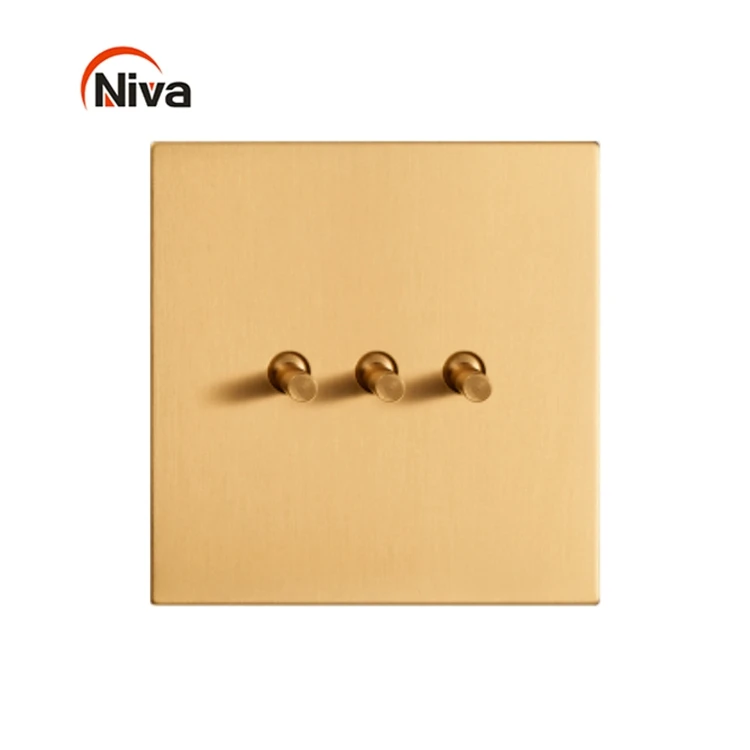 

Niva luxury Toggle wall switches stainless steel panel retro light switch 3 Gang 2 Way Universal home switch