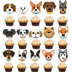 Cute Puppy Faces Cupcake Topper Picks Party Cake Decorations for Dog Puppy Theme Kids 1st Birthday Baby Shower Party Supplies