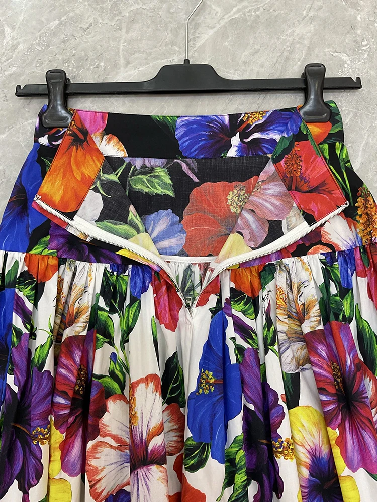 Seifrmann Casual printed cotton two-piece round neck short-sleeved top high waist skirt suit 2026 summer new women's clothing