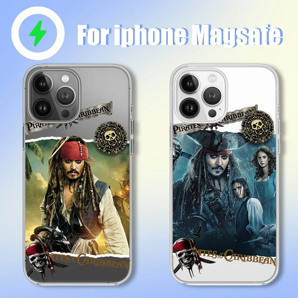 MINISO Pirates of the Caribbeans Phone Case for iPhone 12 11 13 14 15 16 Max Pro Plus Magsafe Magnetic Wireless Cover