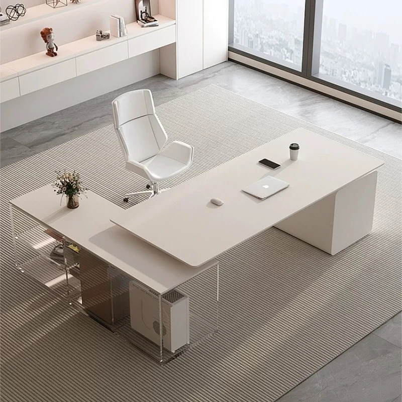 

Light luxury rock slab desk, modern high-end acrylic desk