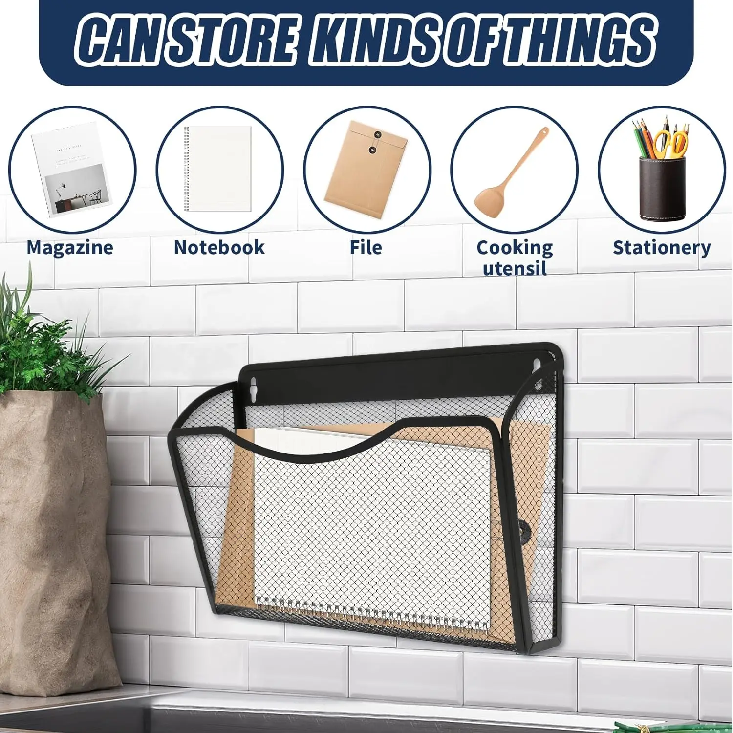 

Wall Mount File Holder Mesh Mesh File Pocket, Space Saving Hanging File Organiser Magazine Holder for File, Documents, Magazines