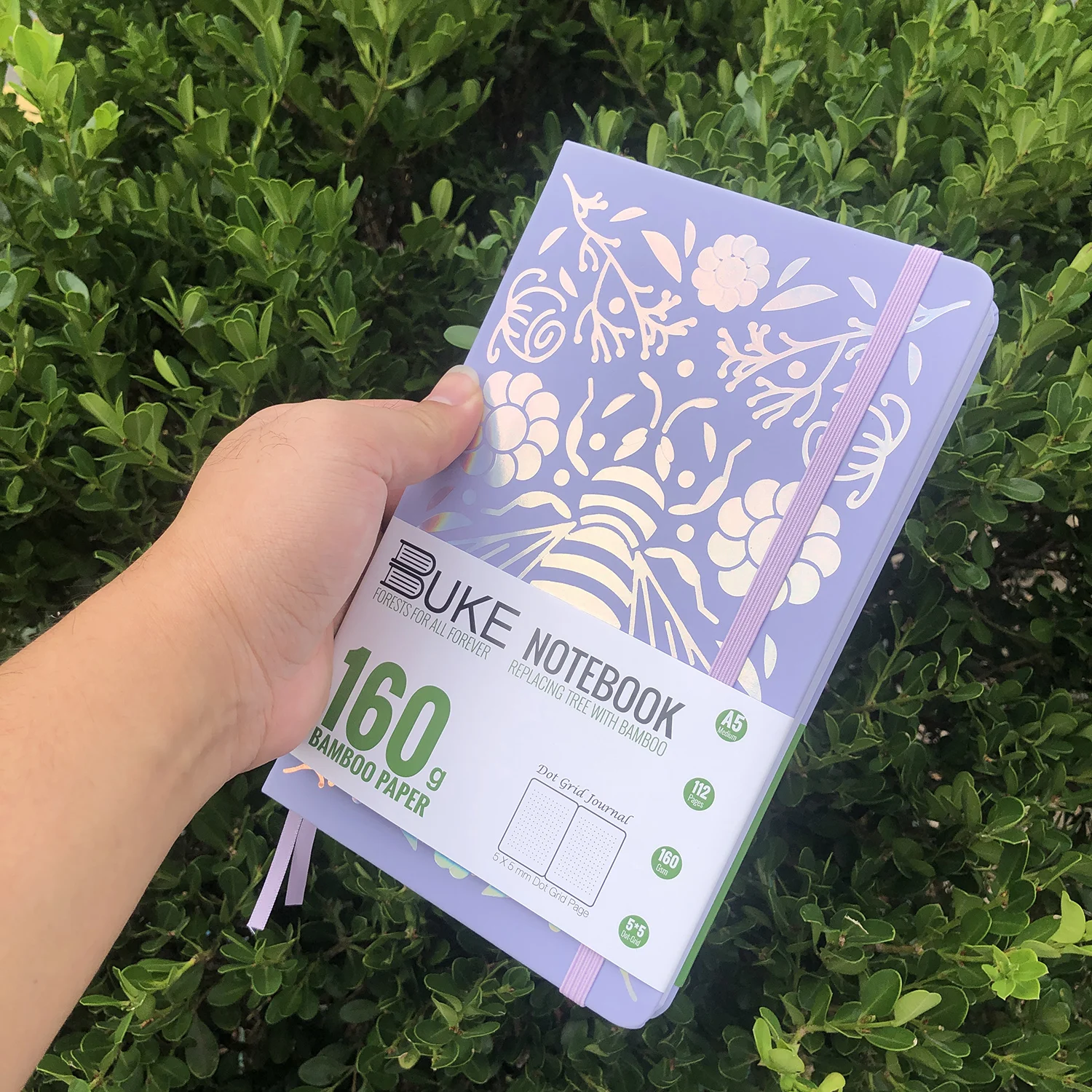 BUKE Dotted Journal Pocket Travel Size Dot Grid Notebook, 160 g/m2 dickes weißes Bambuspapier, 112 Seiten, 5 x 5 mm DOT-GRID – Detail 15