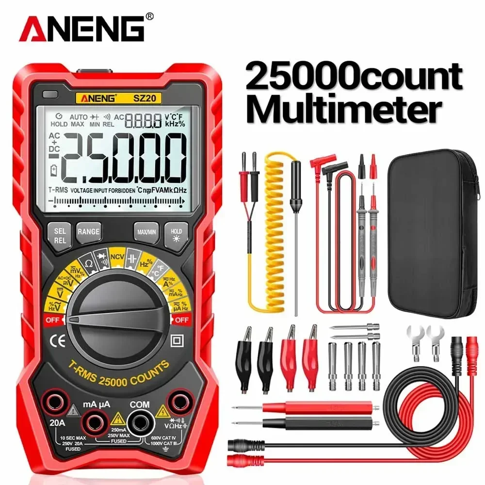 ANENG SZ20 25000 Counts Professional Digital Multimeter Electric AC/DC Current Meter Voltage Tester for Car Ohm Temp Capacitor