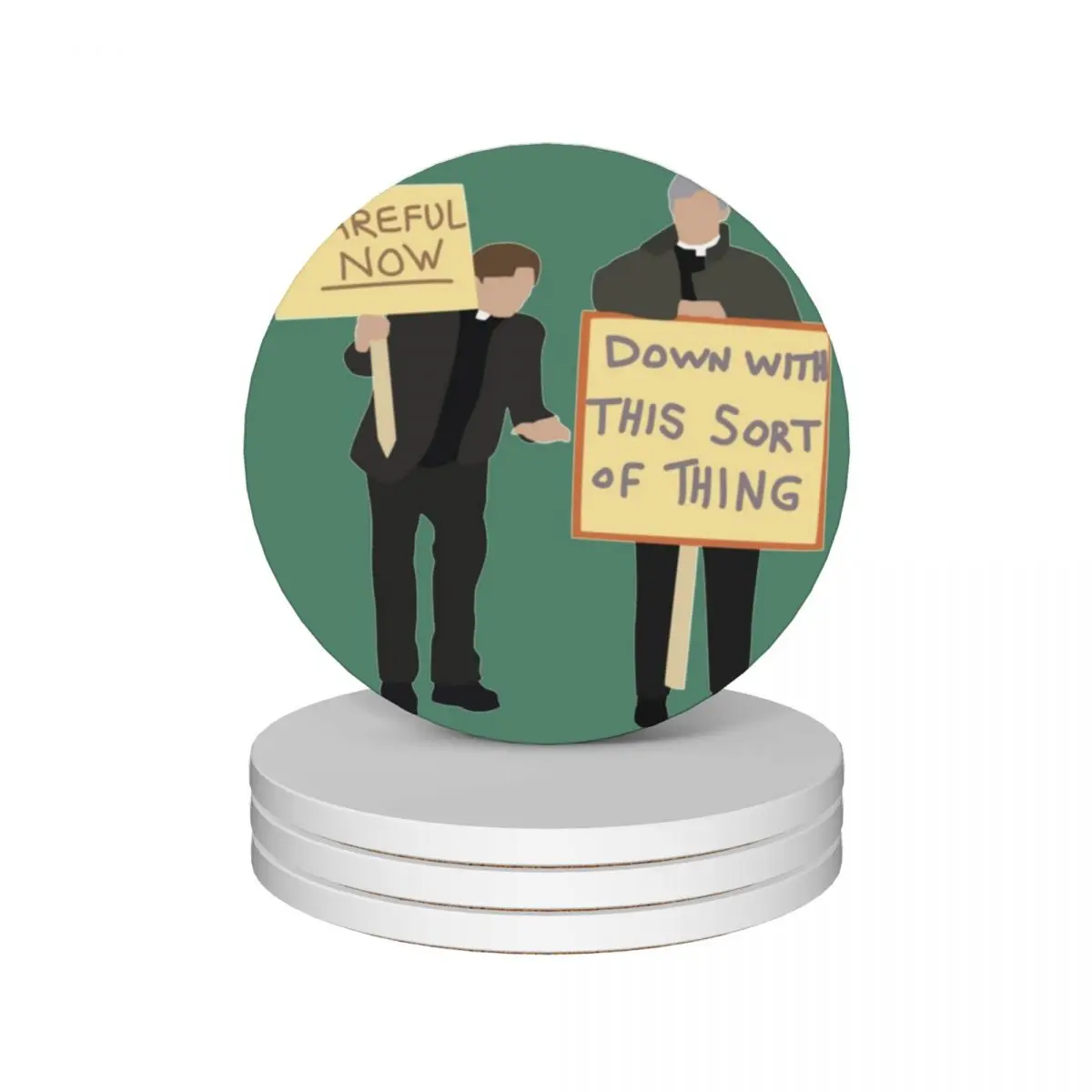 

Father Ted Careful Now Quote Ceramic Coasters (Set of 4) kawaii bulk household utensils kitchen Coasters