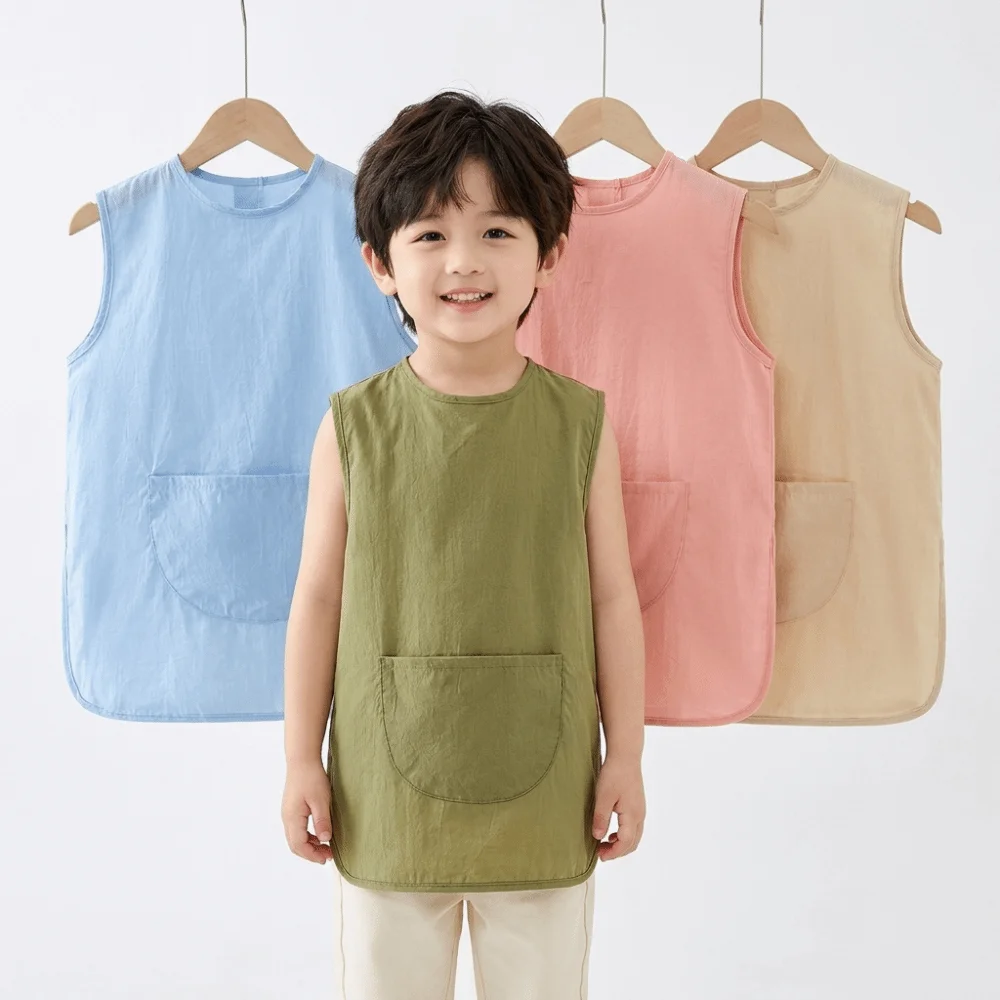 Durable Sleeveless Bib Apron Lightweight Anti-Stain Toddler Smock Waterproof Breathable Feeding Bib Mealtime