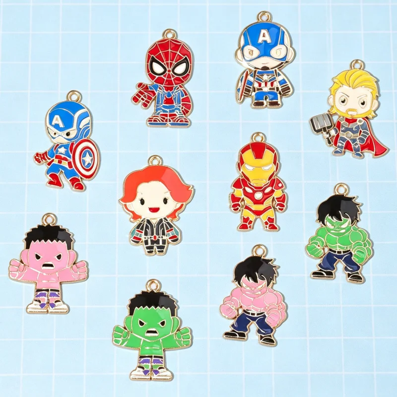 10pcs alloy drip oil cartoon head pendant, DIY jewelry making earrings, keychain accessories
