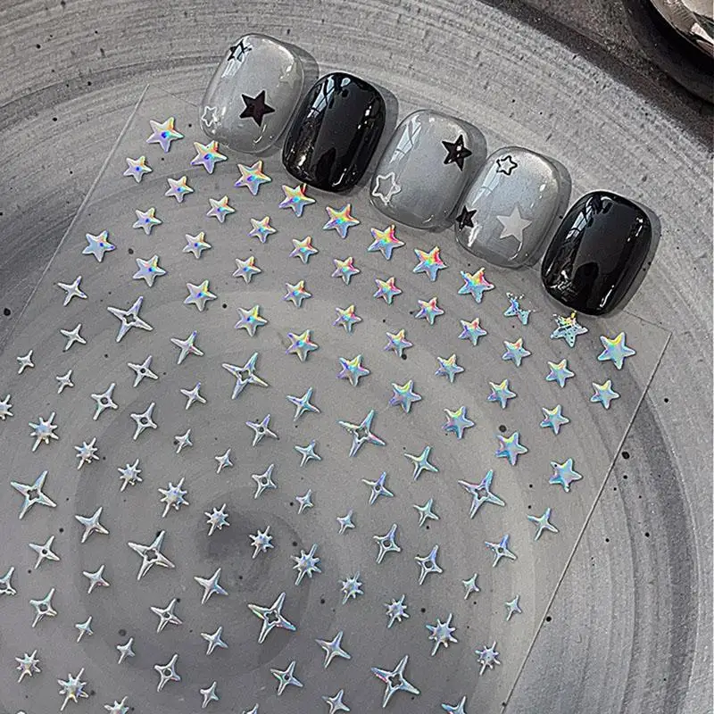 1 Blatt hohle Stern-Nagelkunst-Aufkleber, Pentagramm, selbstklebende Nagelaufkleber für Frauen und Mädchen, DIY-Maniküre, Salon-Dekoration