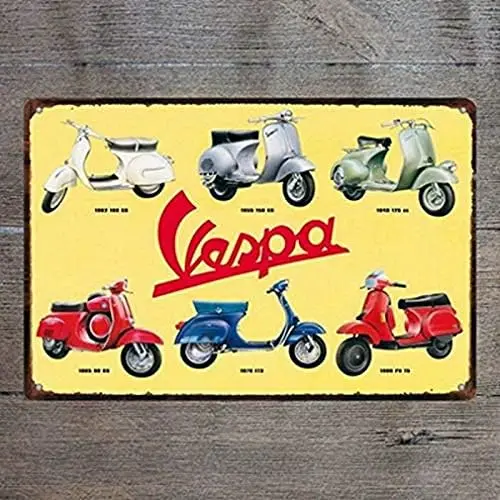 Vespa Vintage Tin Signs Craft Tin Sign Retro Metal Painting Antique Iron Poster Bar Pub Signs Wall Art Sticker 8 X 12 Inch