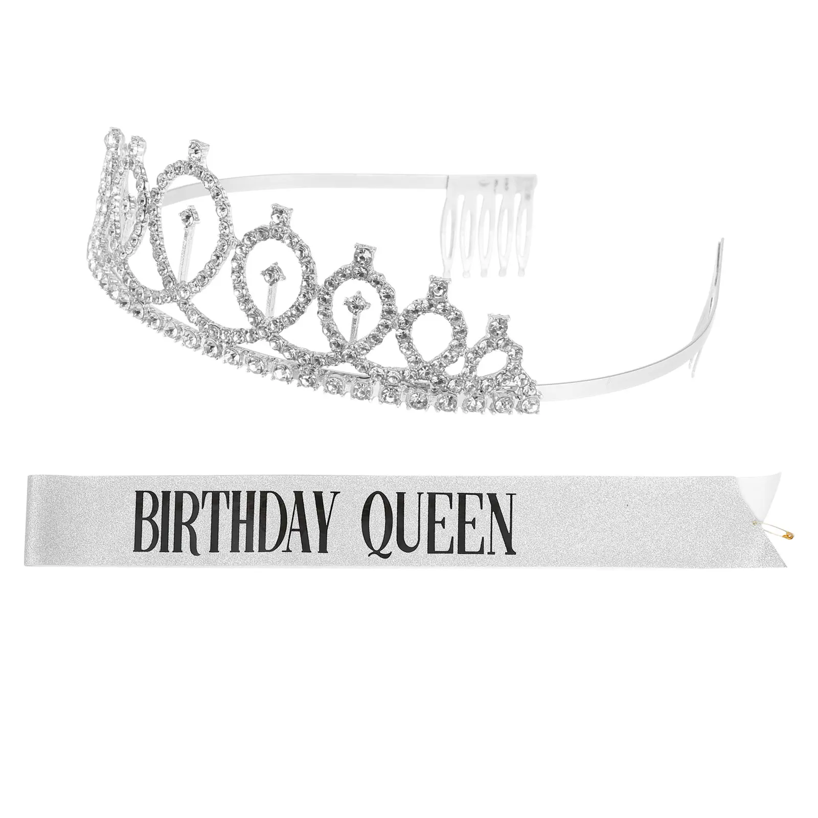 

Birthday Crown Elastic Fabric Sash Hair Hoop Party Costume Accessories Wedding Photo Props Rose Gold Balloon Decorations
