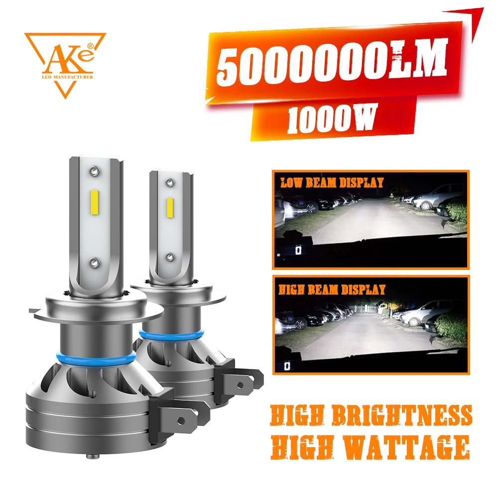 

5000000LM H4 Car LED Headlight Canbus Super Focused Beam 1000w Car Light Bulbs H7 H1 H11 9005 9006 9012 Auto Fog Lamp 6000K 12V