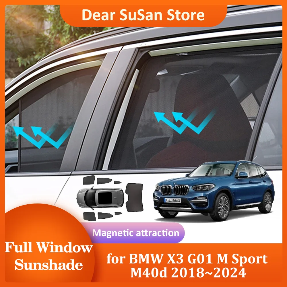 Car Magnetic Sunshade Mat for BMW X3 G01 M Sport M40d 2018~2024 2019 Roof Windshield Curtain Window Sunroof Pad Cover Accessorie