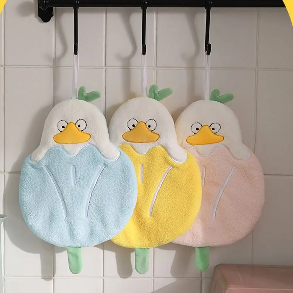 Multicolor Quick-drying Hand Towel Cartoon Cat Coral Velvet Handkerchief Tulip Duck Bear Rabbit Hanging Towels Bathroom Kitchen