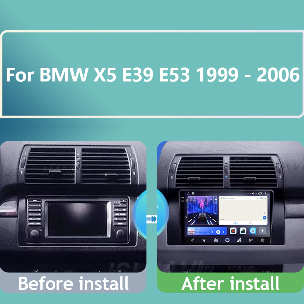 

RDS For BMW X5 E39 E53 1999 - 2006 9" Screen Android 15 Car Radio Multimedia Player GPS Navigation Head Unit Stereo 5G WIFI 2Din