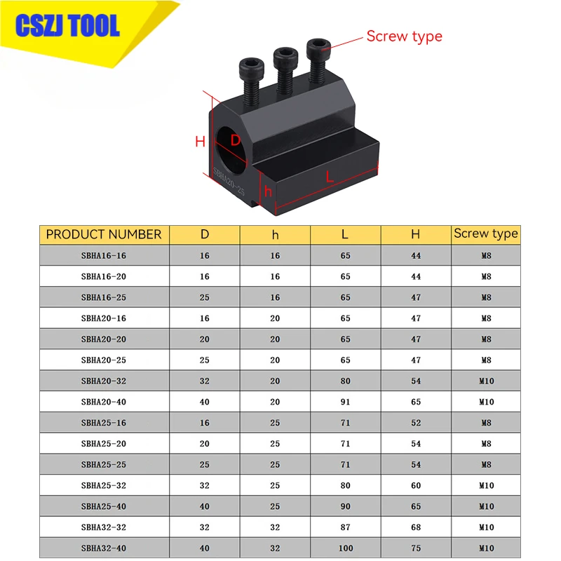 CSZJ SBHA16-20 SBHA20-25 2020-2D SBHA CNC Lathe Inner Diameter Auxiliary Tool Holder Tool Sleeve Inner Hole Guide Sleeve Holder