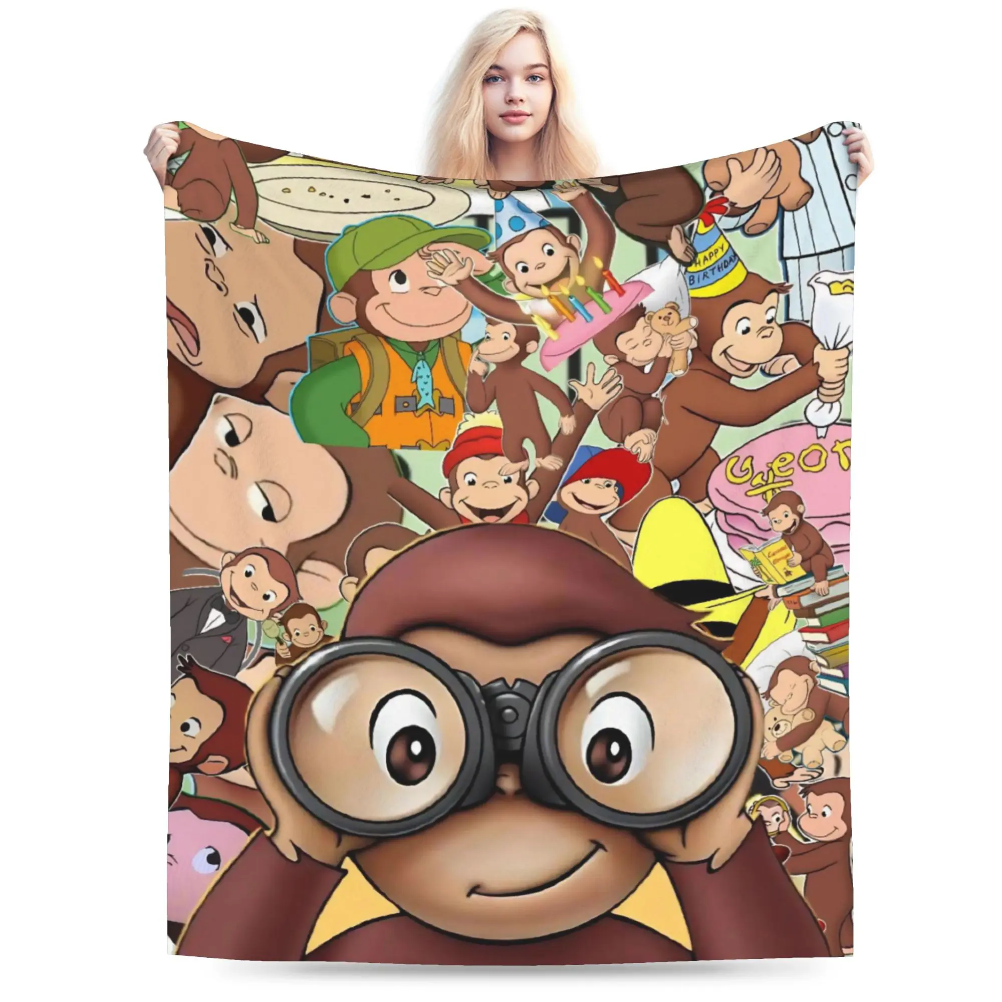 Curious George African Monkey  Blanket Cozy Soft  Throw Blankets for Couch 50x60 Inch Multi-size Rug Piece