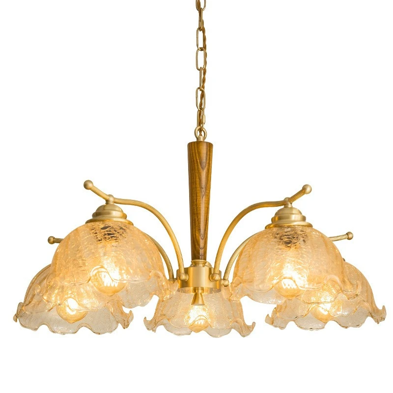 Living room chandelier medieval walnut master bedroom warm lamp retro nostalgic light luxury dining room lamp