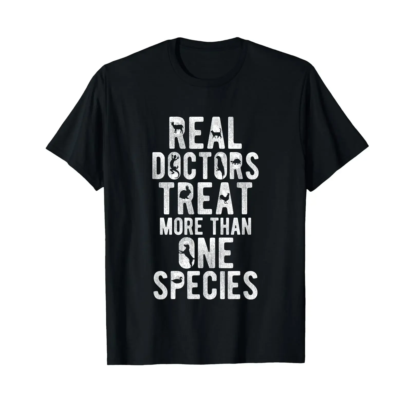 Real Doctors Treat More Than One Species Cool Veterinarian T Shirt vintage Washed Soft Stretched Top For Everyday Wear homme