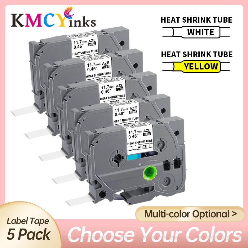 

KMCYinks 5pc 6/9/18/24mm 12mm Heat Shrink Tube Label Tape for 231 631 221 241 251 651 621 Labels Tape for Brother PT Label Maker