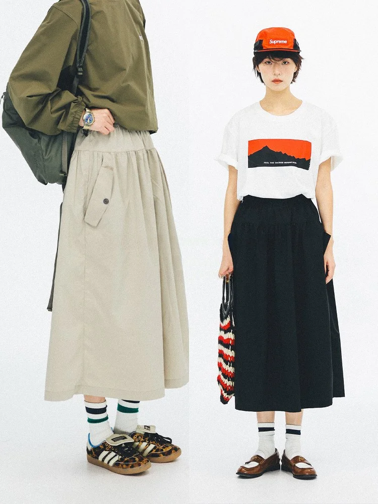 

Versatile Workwear Umbrella Skirt Sorona® Tee-Proof Japanese Sle Midi Skirt OOTWEEK Q2509 Busin Commute