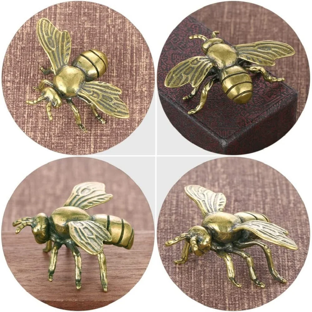 Decoraciones de abeja de latón vintage, adornos de escritorio cuidadosamente elaborados, agregue un encanto atemporal para la oficina y el hogar, regalo de arte de metal duradero