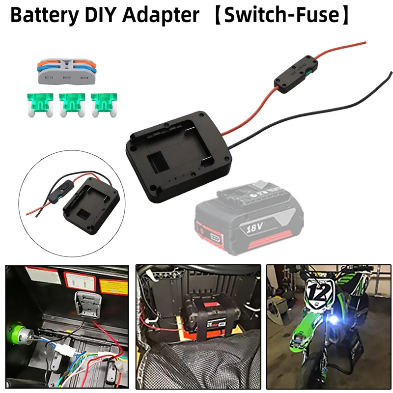 

Портативный адаптер питания для аккумулятора Bosch 14,4 В 18 В с предохранителями и переключателем включения/выключения, преобразователь аккумулятора для радиоуправляемых автомобилей, игрушечных роботов