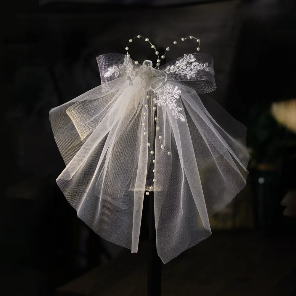 

Women Bridal Veils Accessories Elegant Short Wedding Bow Veil with Soft Tulle Bridal Marriage Accessories for