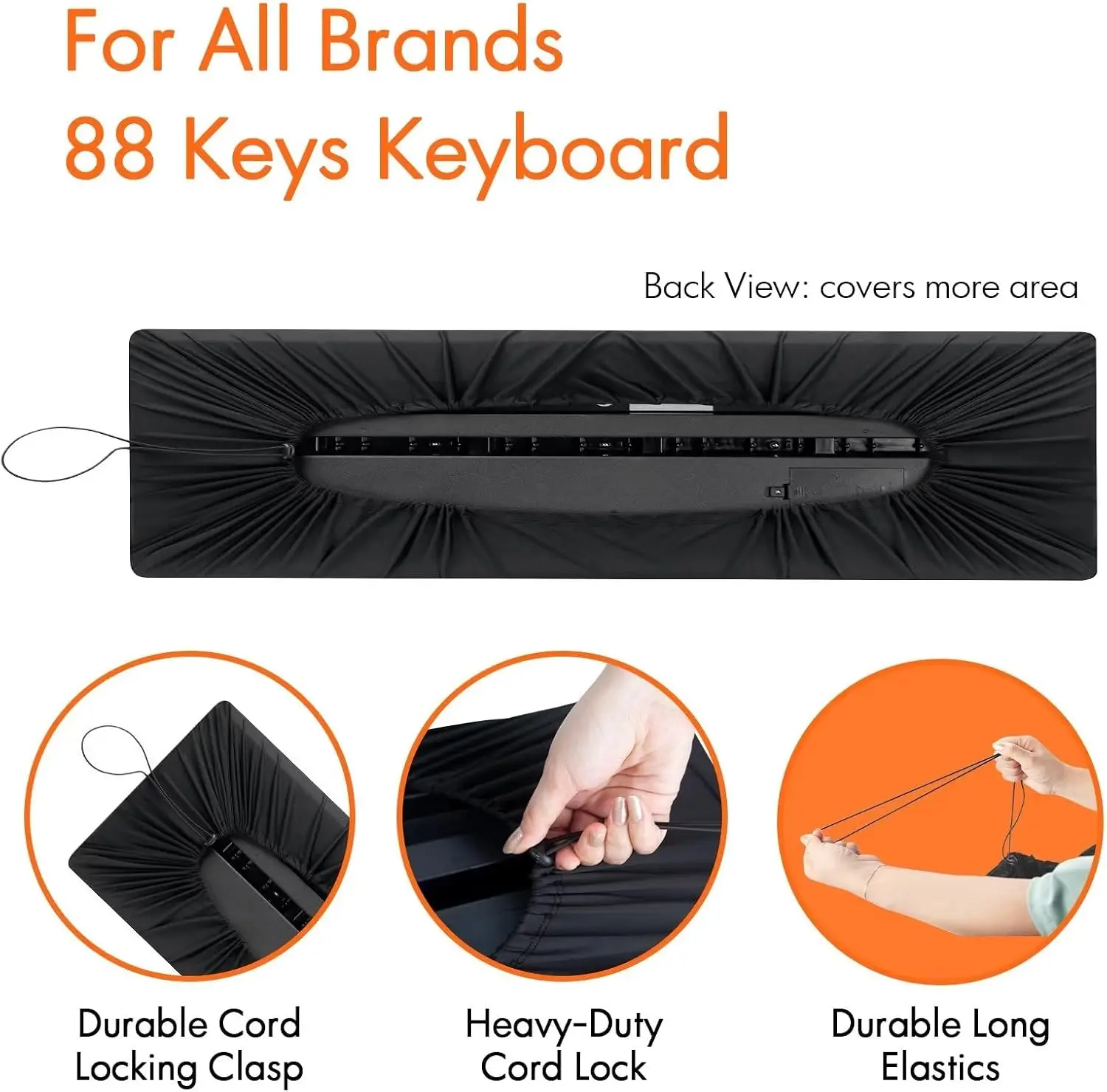 Dustproof Cover for 88-key Piano Keyboard, Music Dustproof Elastic Electronic Keyboard Cover