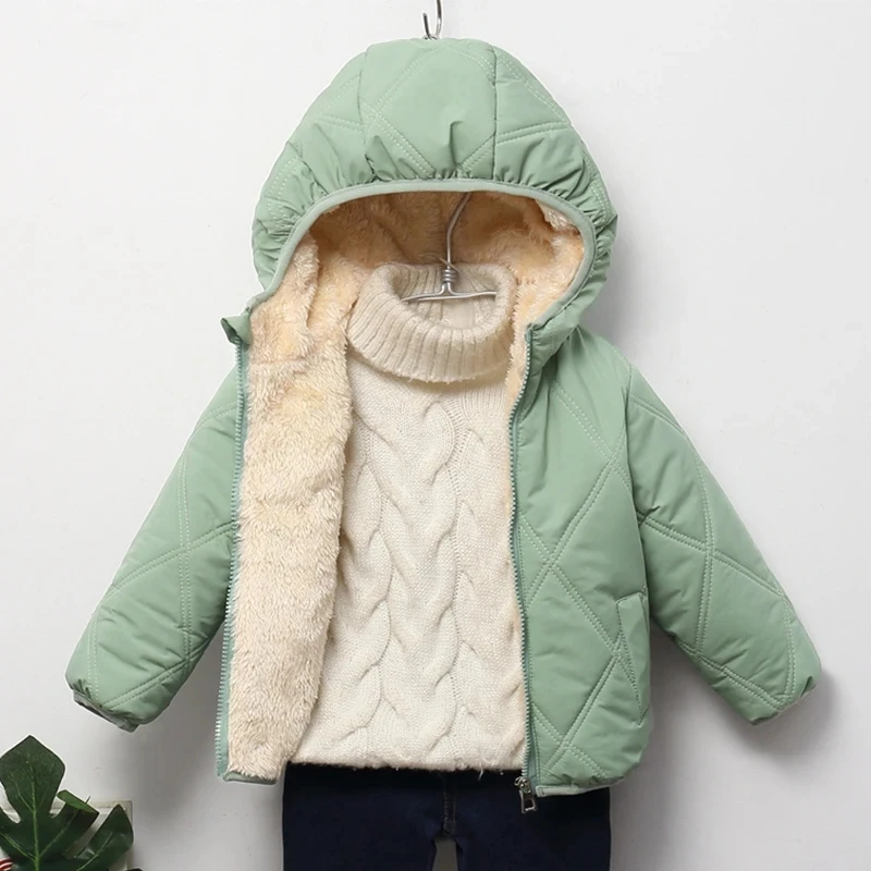 Winter Baby Kids Jacket For Girls Coats Lamb Wool Plus Velvet Thick Coats Toddler Children Outwear 1-6 Year Boys Cotton Jackets