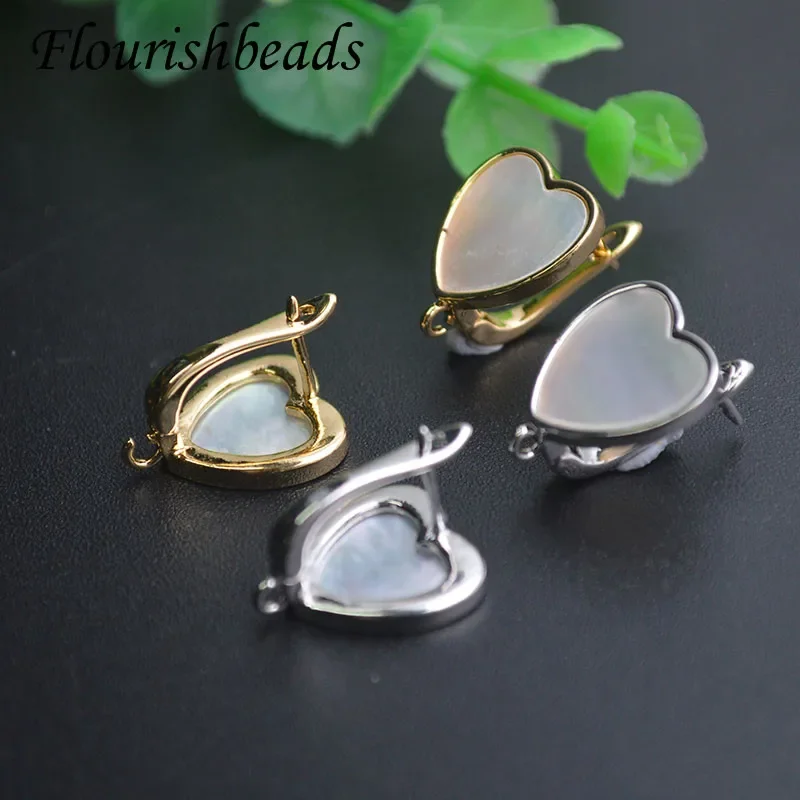 

30pcs/lot Real Gold Plated Natural White Shell Heart Shape Earring Hooks Ear Wire for Women DIY Jewelry Findings Accessories