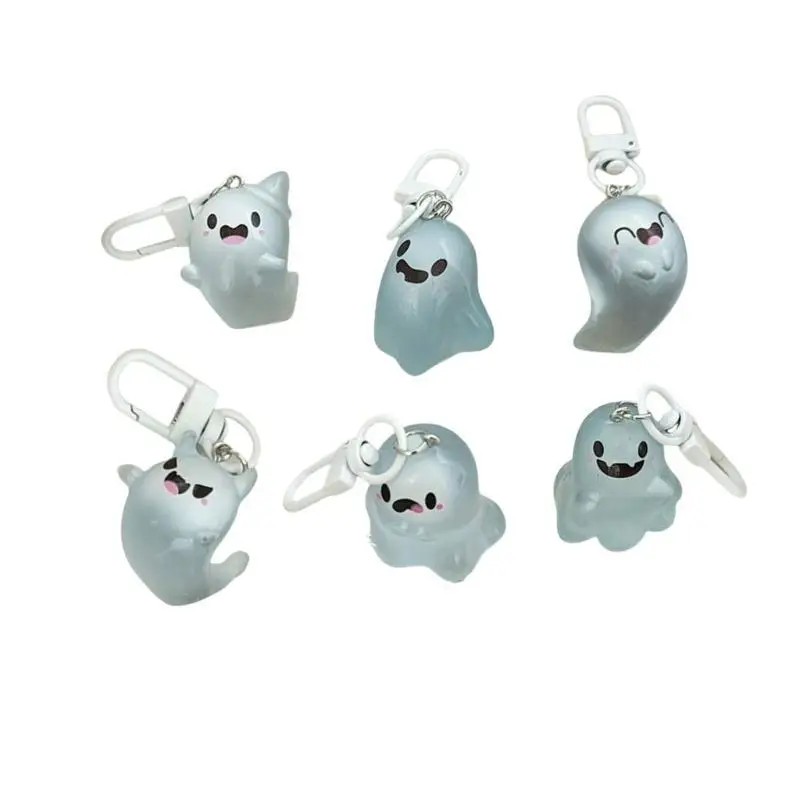 A52E 6Pcs Halloween Jelly Specter Keychains Halloween Silicone Keychains Jelly Specter Pendant Party Favor and Decoration