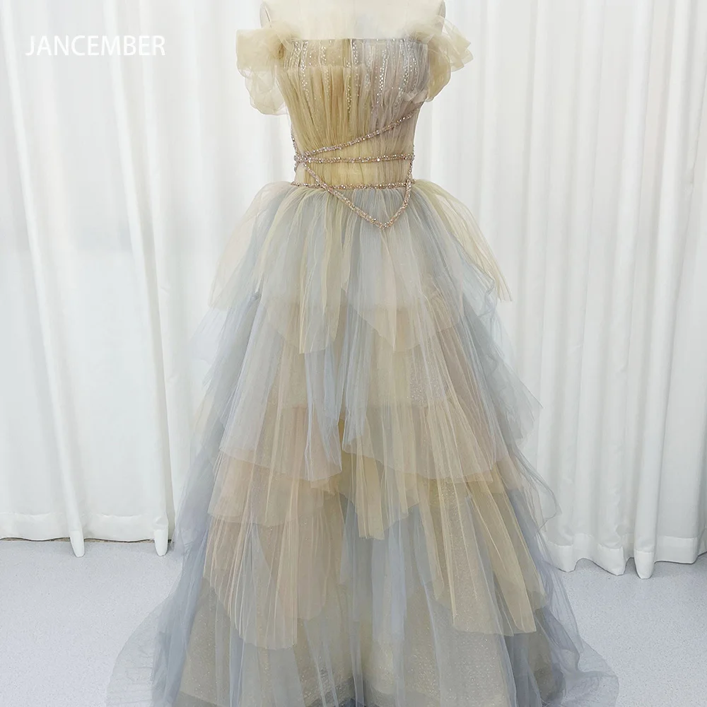 

Customized Colorful Puffy Tutu Prom Dresses Ruffles Tiered Ball Gowns Women Long Party Dresses Plus Size Hx78