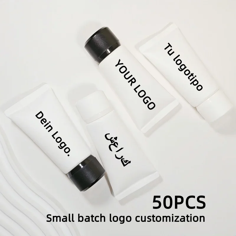 50 Uds. Tubos de compresión personalizados blancos esmerilados de 50ml, tapa de rosca negra/blanca, tubos de cosméticos, para cremas contenedores de cosméticos