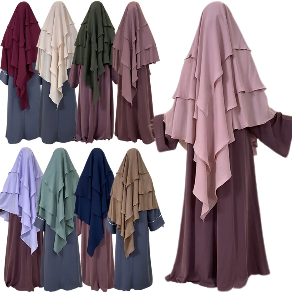 

Eid Ramadan Abayas Women Muslim Khimar Overhead Hijab Scarf Headcover Prayer Garment Headdress Dubai Saudi Turkey Clothing Burqa