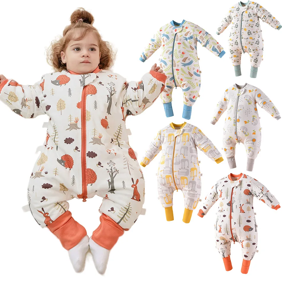 

Baby Boy Girls Cartoon Cotton Pajamas Autumn Winter Toddler Kids Warm Onesies Infant Split Leg Long Sleeve Jumpsuits New Arrival