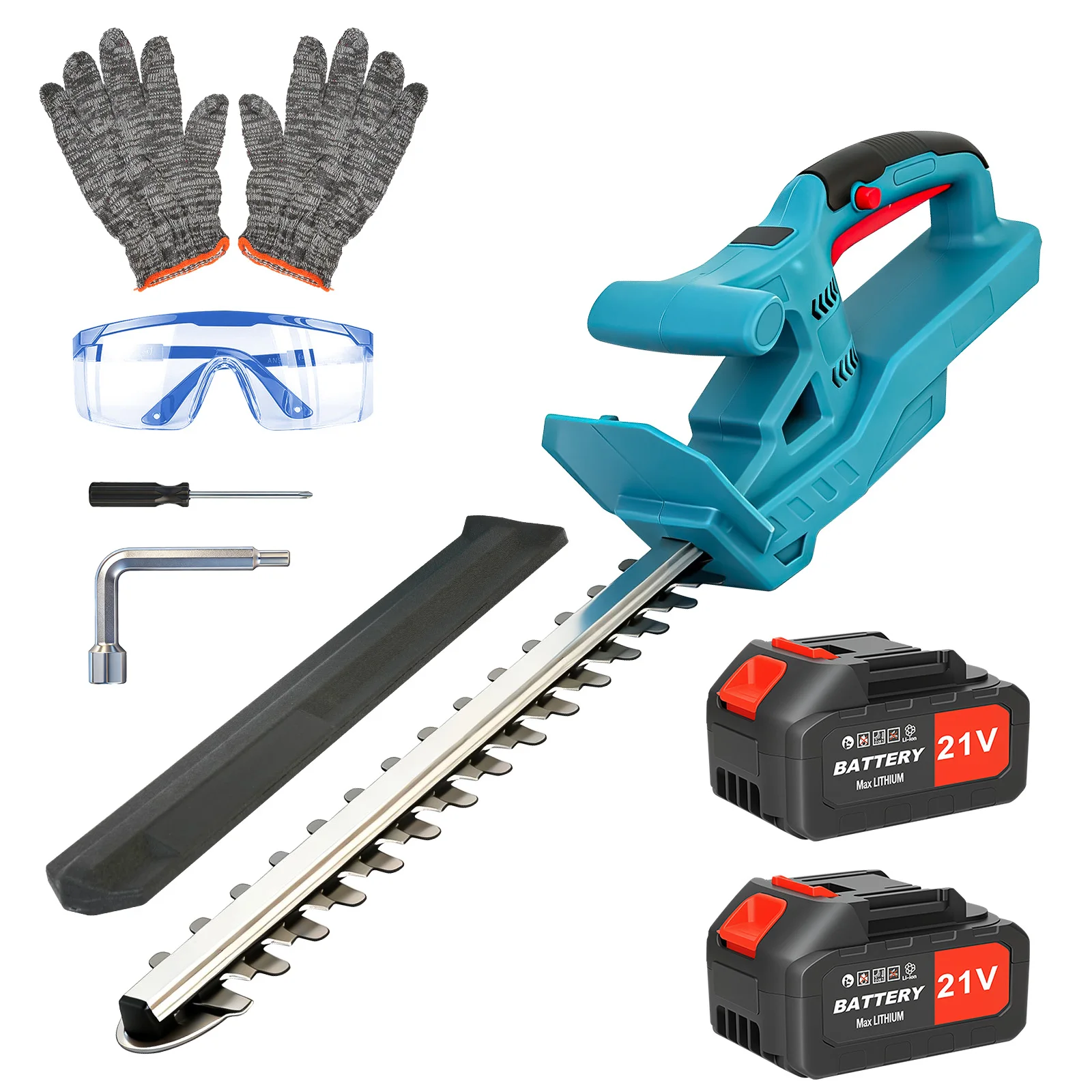 

20-Inch Cordless Hedge Trimmer 24000 RPM Electric Double Blades Garden Tools with 21V 3.0Ah Battery & Charger for Shrubs Hedges