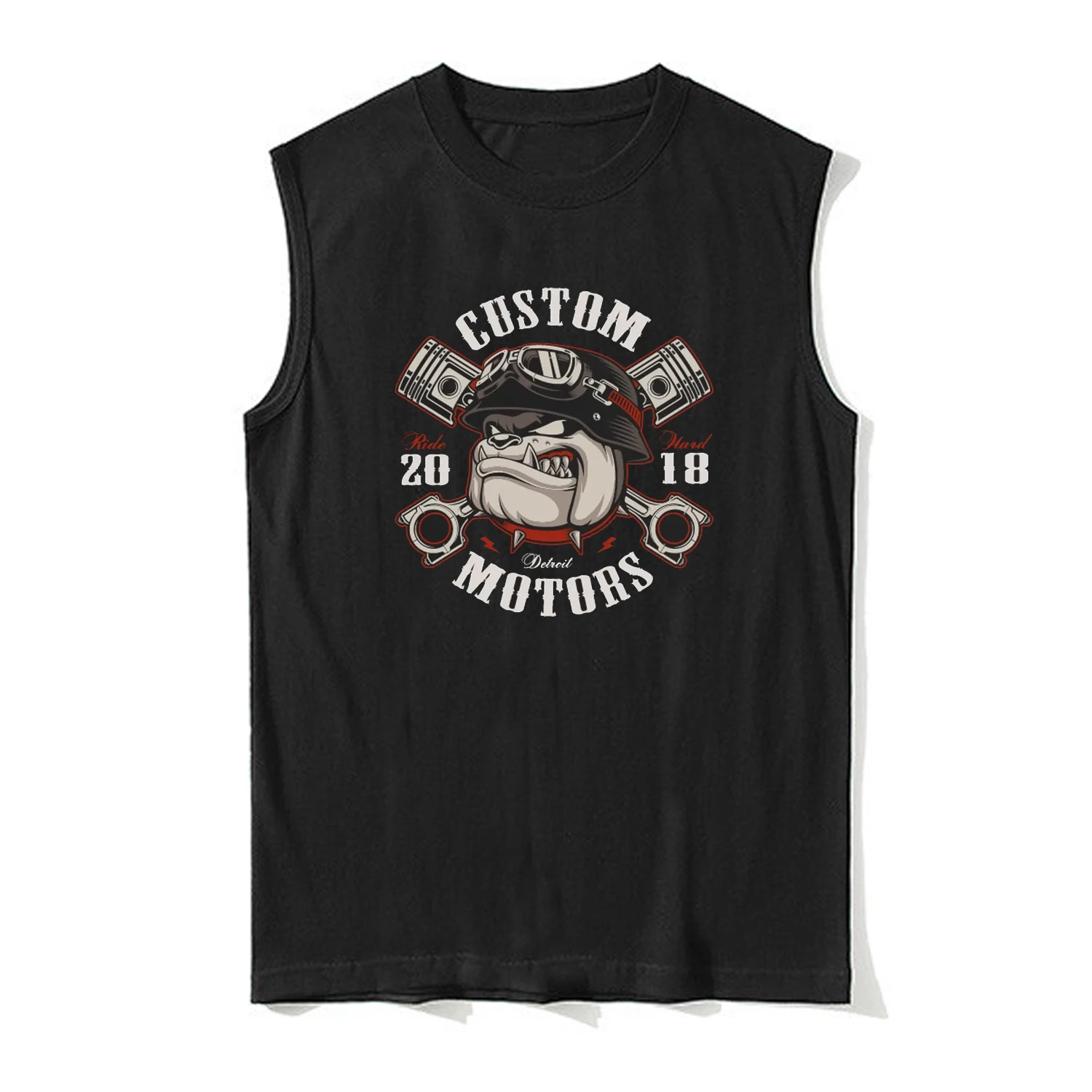 

Custom Motors Motorcycle Biker Racing Bulldog Rider Vest 100% Cotton O-Neck Tank Top Summer Casual Mens Sleeveless T-shirt